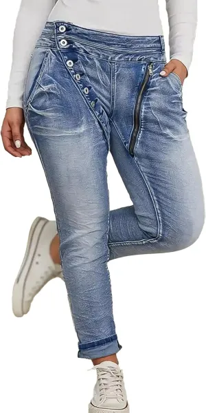 Flamingals Women's Stretchy 90S Vintage Low Waist Bootcut Straight Leg Button Up Jeans