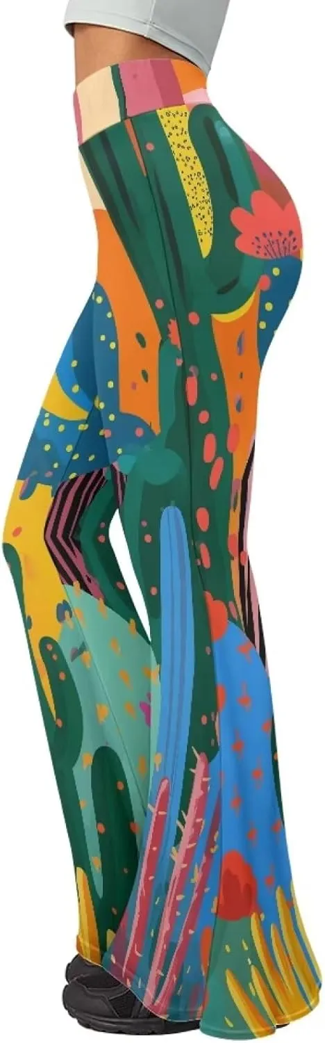 Flare Yoga Pants Women Elegant Funny Graphic Bell Bottoms Pants for Womens High Waisted Flare Leggings Stretch Trousers