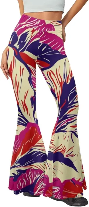 Flare Yoga Pants Women Elegant Funny Graphic Bell Bottoms Pants for Womens High Waisted Flare Leggings Stretch Trousers