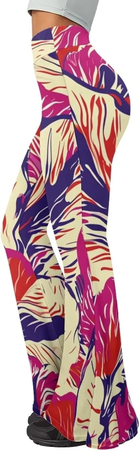 Flare Yoga Pants Women Elegant Funny Graphic Bell Bottoms Pants for Womens High Waisted Flare Leggings Stretch Trousers