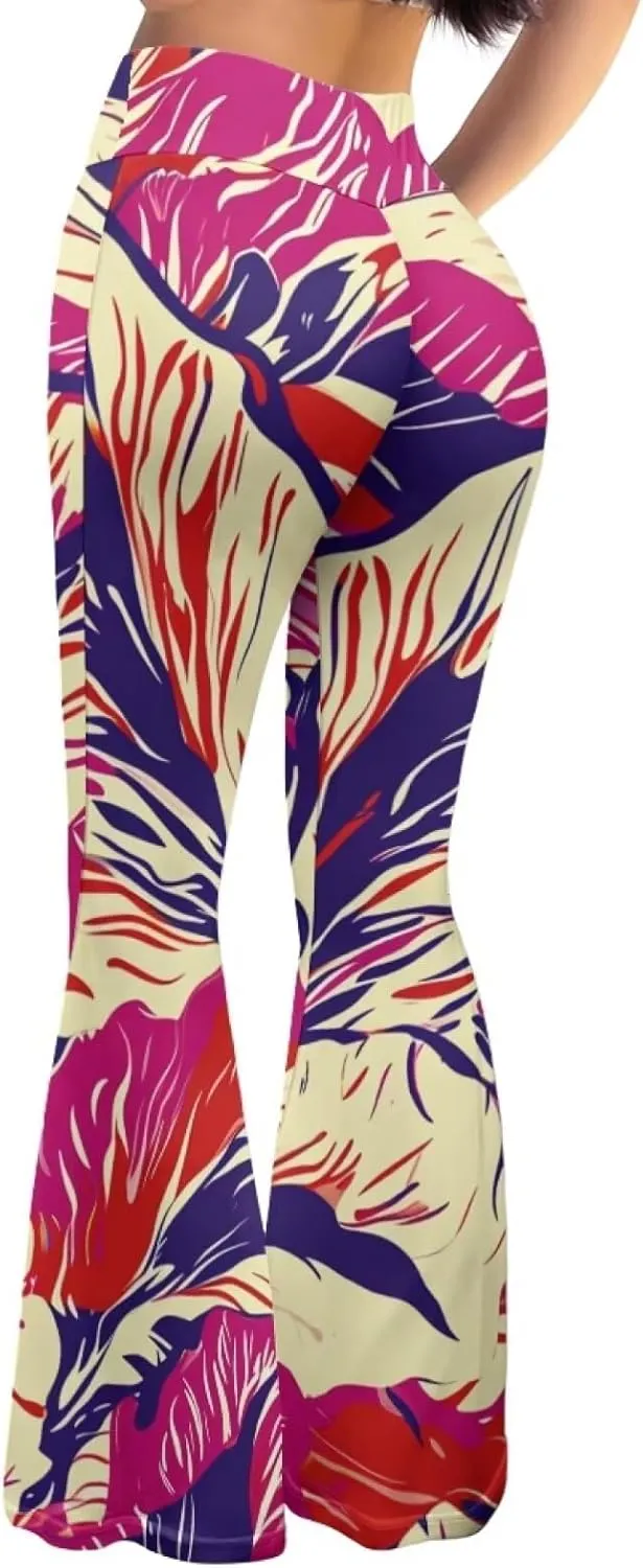 Flare Yoga Pants Women Elegant Funny Graphic Bell Bottoms Pants for Womens High Waisted Flare Leggings Stretch Trousers