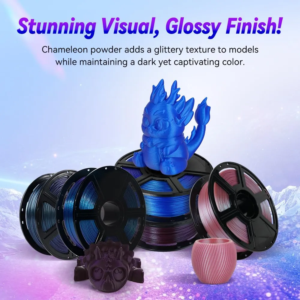 FLASHFORGE 3D Printer Filament Chameleon PLA Color Shift Filament 1.75mm, Changes Color with Light and Angles, 1KG Spool (2.2lbs), Dimensional Accuracy  /- 0.02mm for FDM 3D Printers (Burnt Titanium)