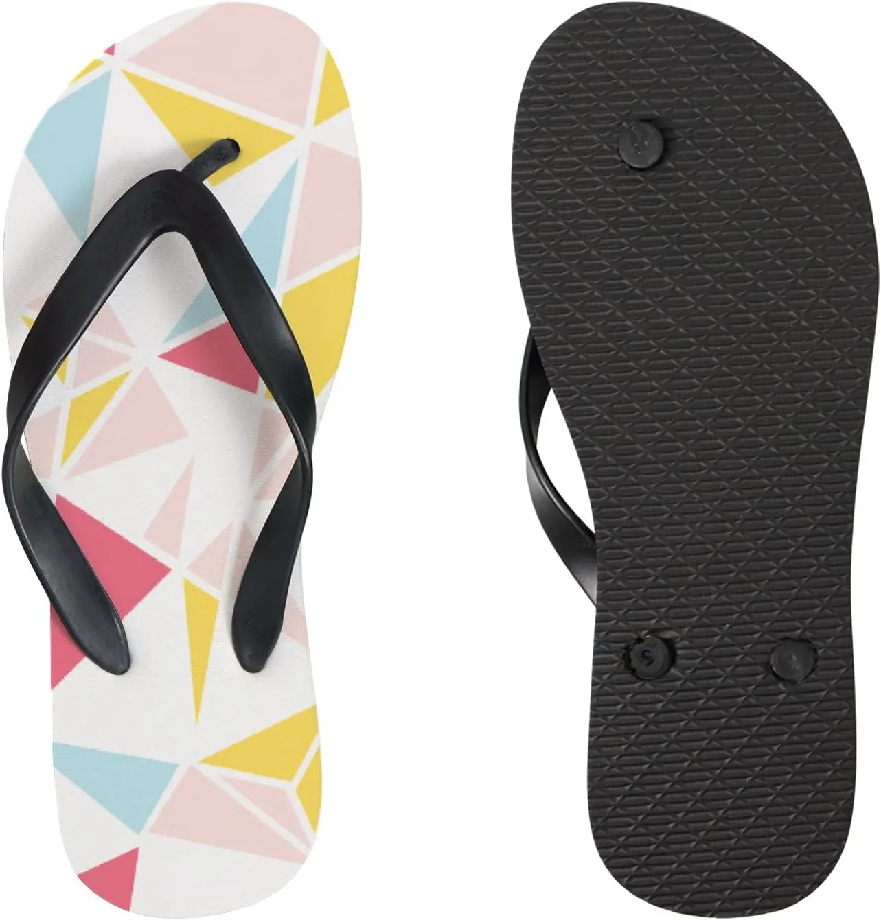 Flip Flops Classic Geometric Striped Triangles Slide Sandals Summer Beach Slippers Thong Sandal Casual Yoga Mat Flat Slides for Women Men