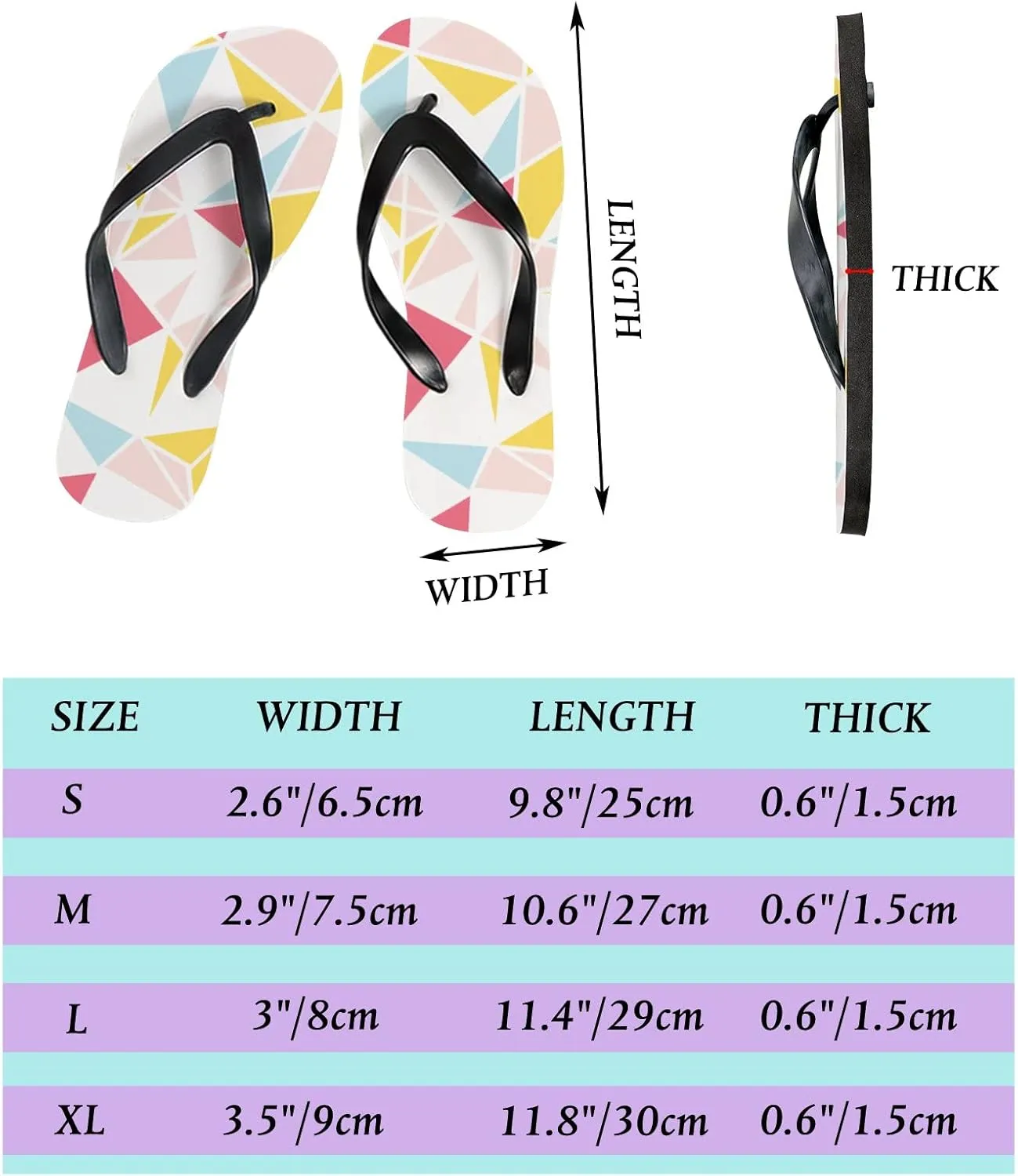 Flip Flops Classic Geometric Striped Triangles Slide Sandals Summer Beach Slippers Thong Sandal Casual Yoga Mat Flat Slides for Women Men