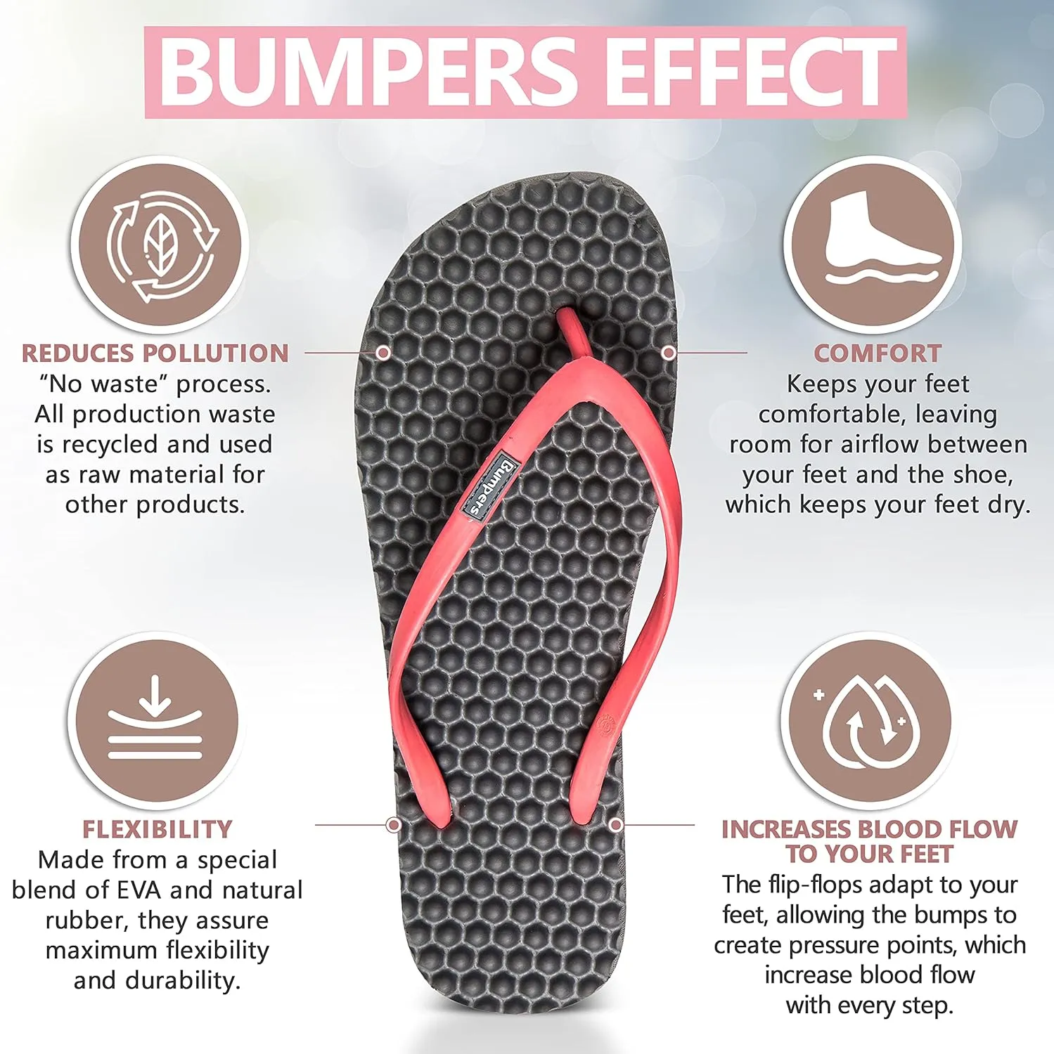 Flip Flops For Women - Beach & Shower Sandals For Womens, Comfortable Massage Acupressure Slippers, Indoor & Outdoor Footwear