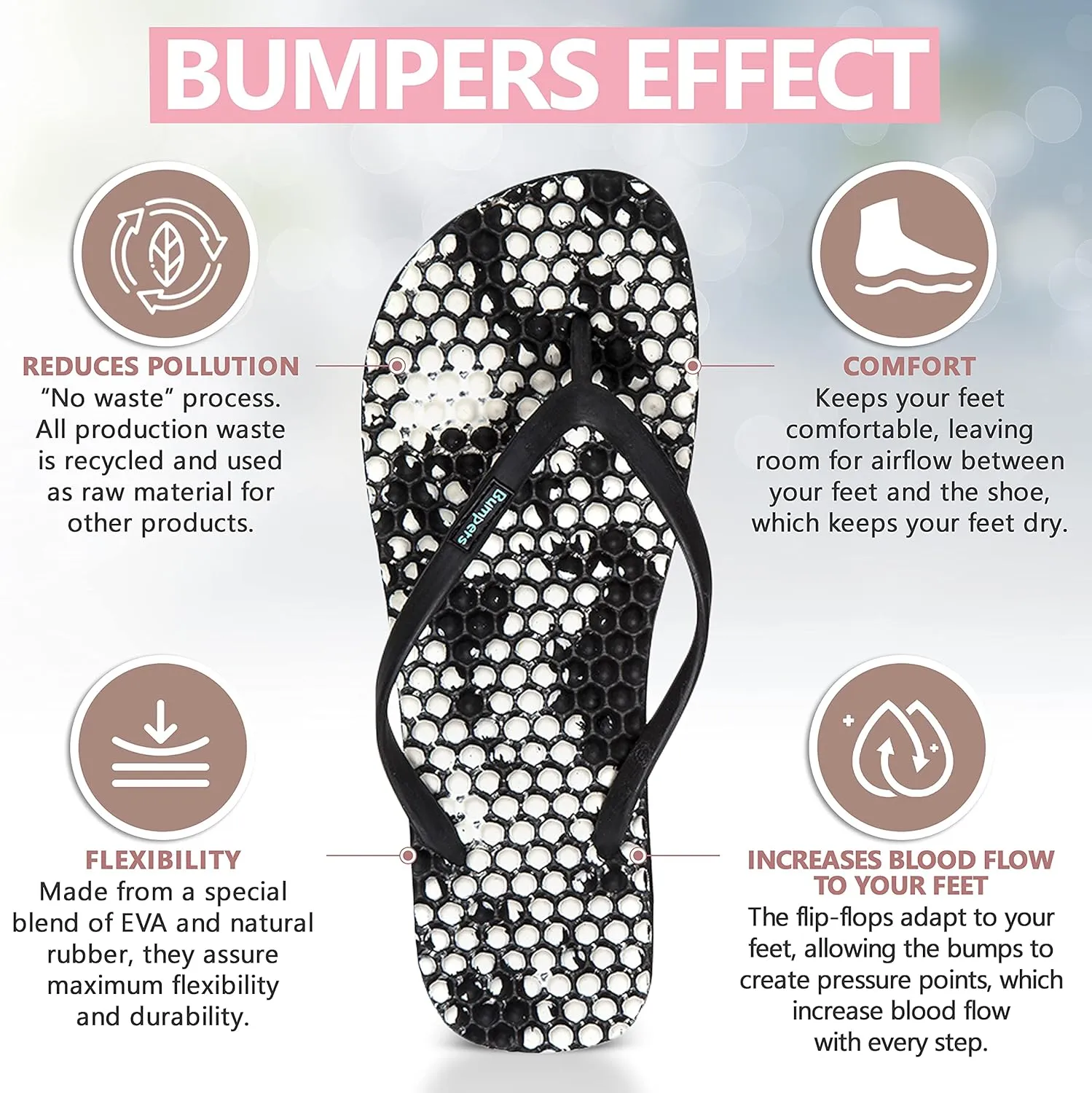 Flip Flops For Women - Beach & Shower Sandals For Womens, Comfortable Massage Acupressure Slippers, Indoor & Outdoor Footwear