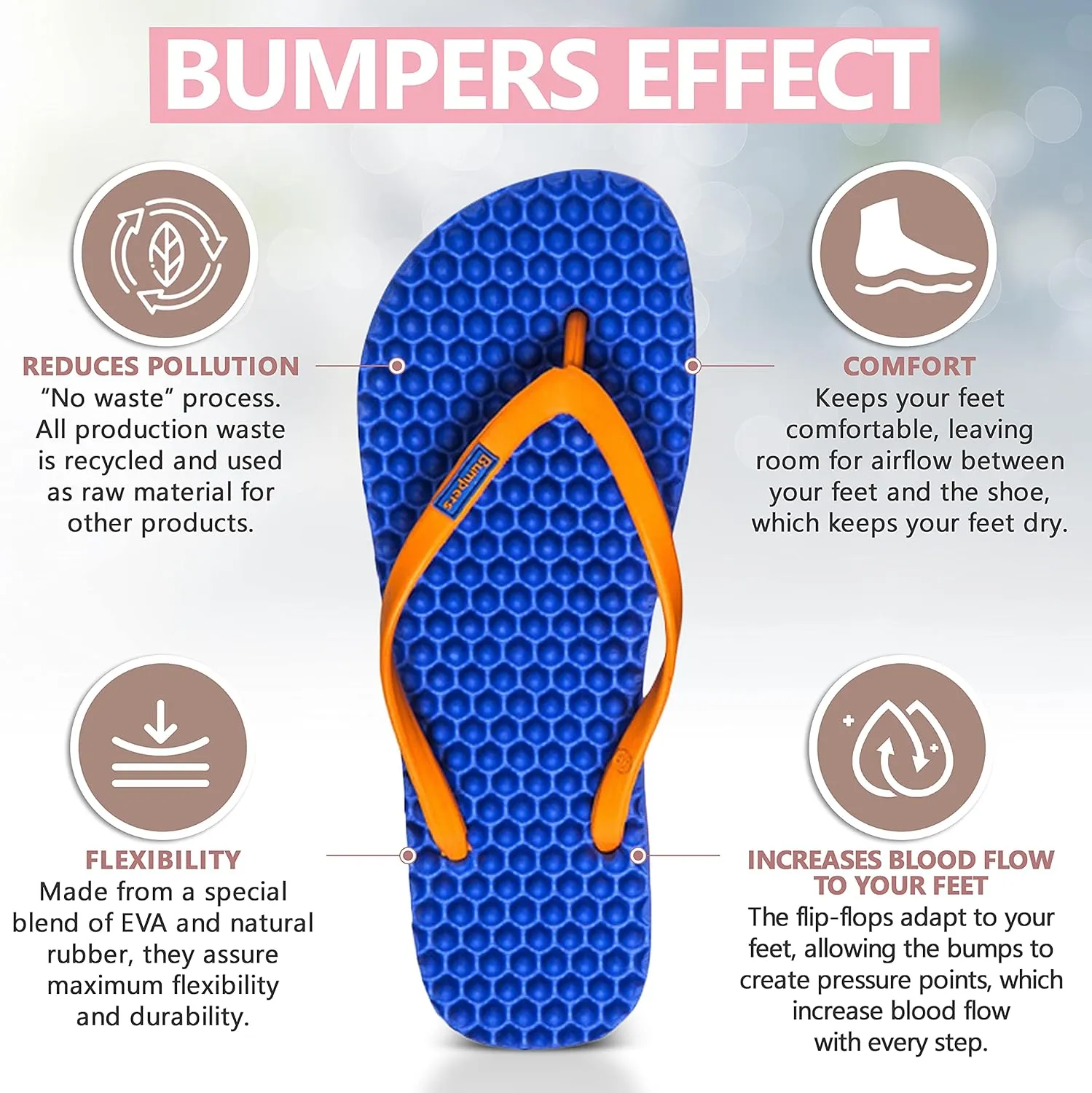 Flip Flops For Women - Beach & Shower Sandals For Womens, Comfortable Massage Acupressure Slippers, Indoor & Outdoor Footwear
