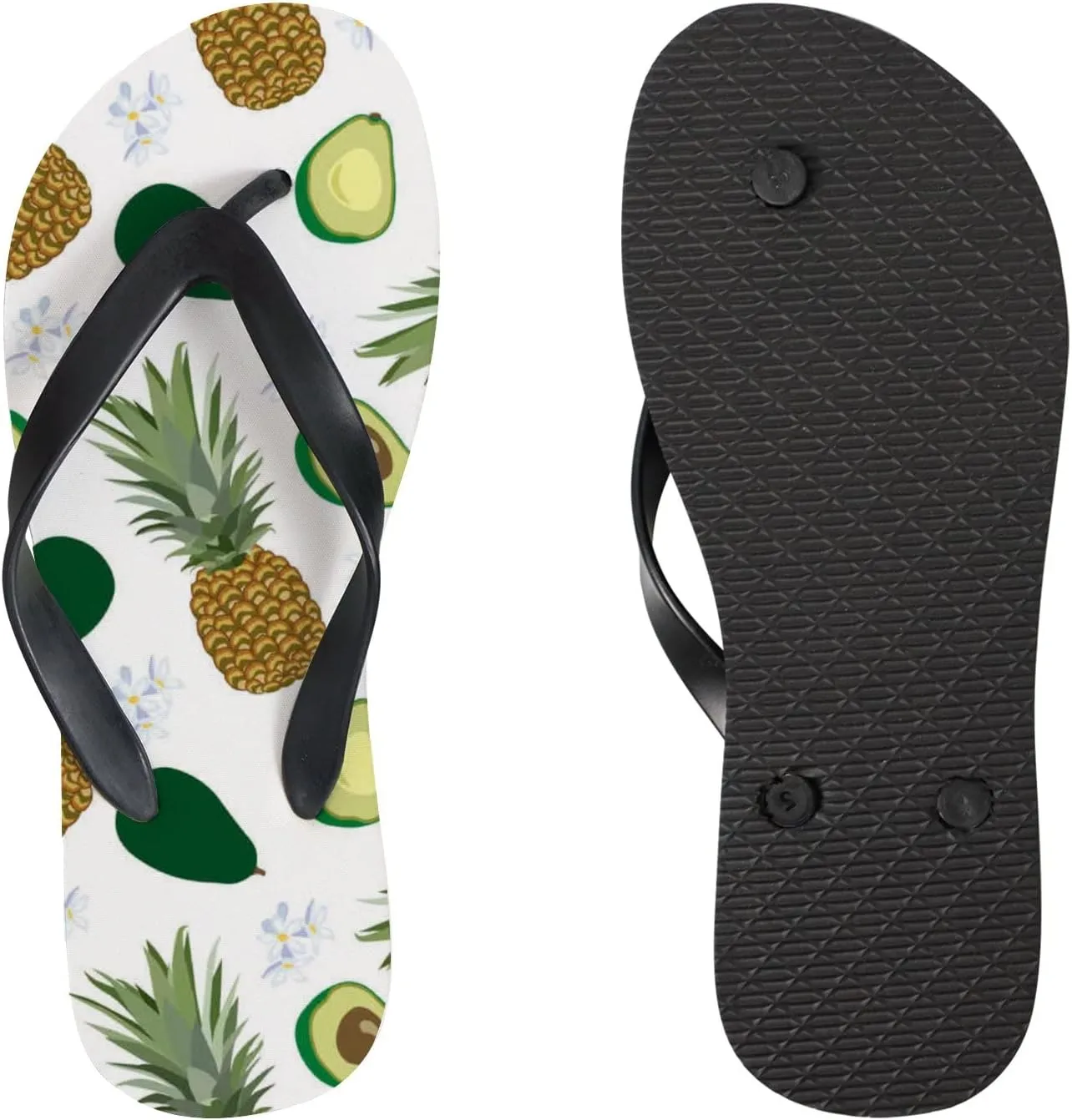 Flip Flops for Women Girls Pineapple Avocado Summer Casual Thong Slippers Slide Flat Sandals for Beach
