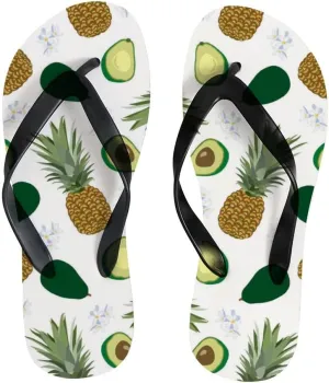 Flip Flops for Women Girls Pineapple Avocado Summer Casual Thong Slippers Slide Flat Sandals for Beach