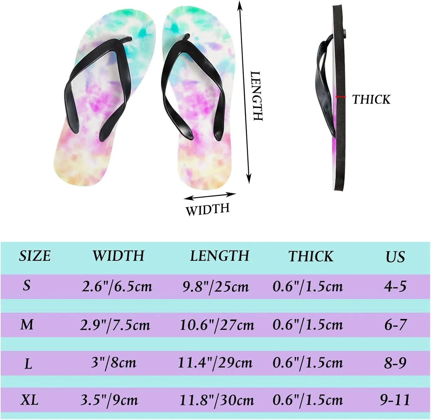 Flip Flops for Women Girls Tie Dye Marble Color Summer Casual Thong Slippers Slide Flat Sandals for Beach