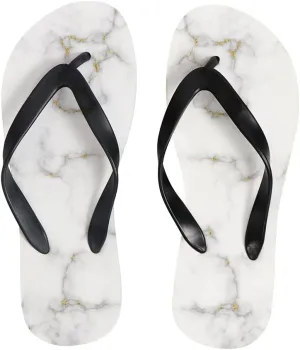 Flip Flops for Women Girls White Marble Gold Texture Summer Casual Thong Slippers Slide Flat Sandals for Beach
