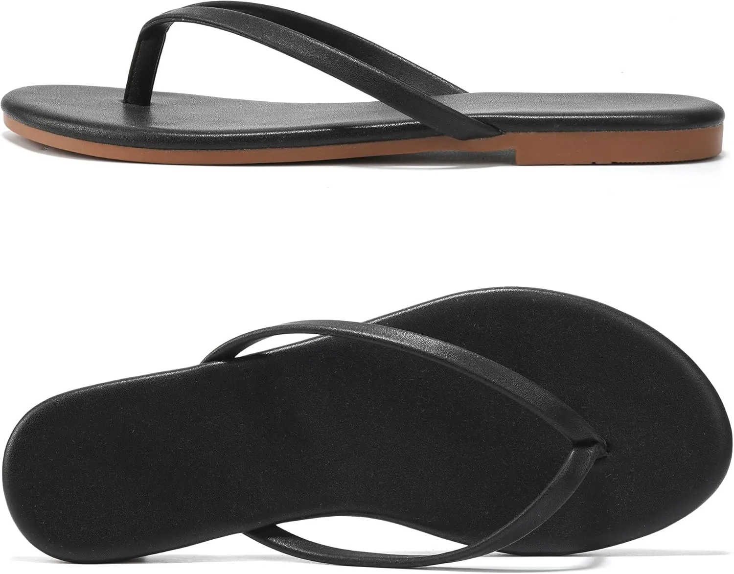 Flip Flops Sandals for Women, Summer Fashion Leather Slippers, Lightweight Comfortable Beach Sandals Slip On Flat Dressy Size 6-10