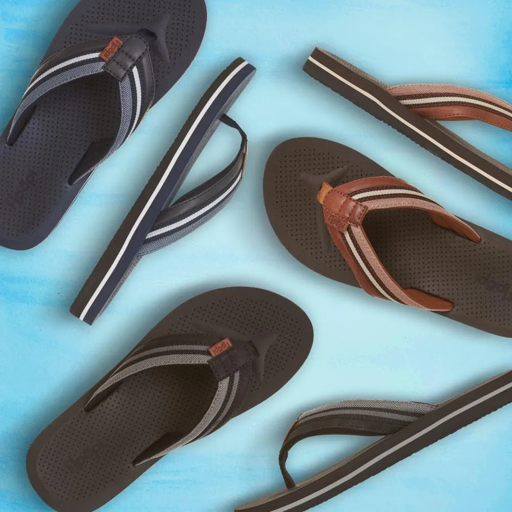 Floopi Flip Flops for Men Premium Canvas Men Beach Sandals With Dotted Texture Footbed Comfort Fit Sandals with Indoor & Outdoor Anti Skid Soles