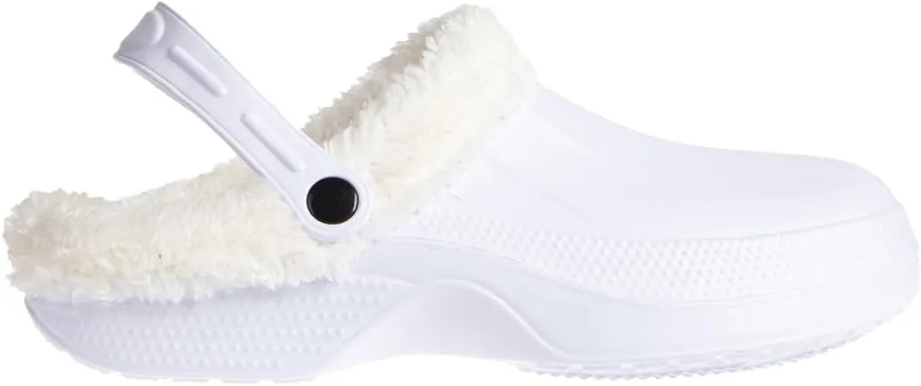 Foamwalk Women's Comfortable Furry Solid and Bubble Heel Platform Clogs with Faux Fur Lining - Fur Lined Clogs for Women