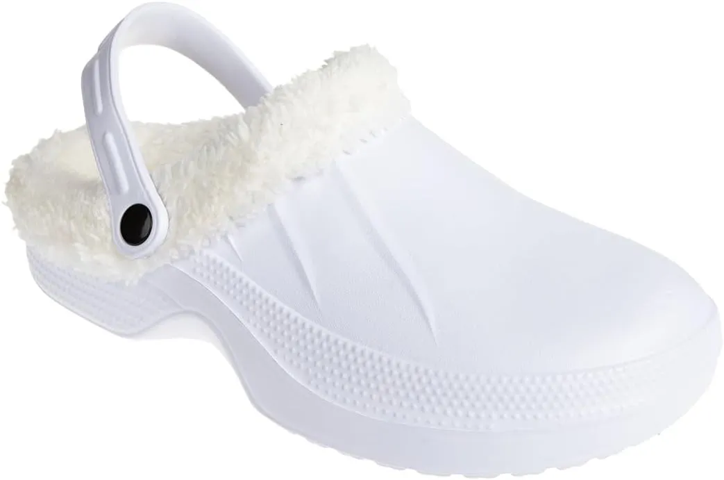 Foamwalk Women's Comfortable Furry Solid and Bubble Heel Platform Clogs with Faux Fur Lining - Fur Lined Clogs for Women