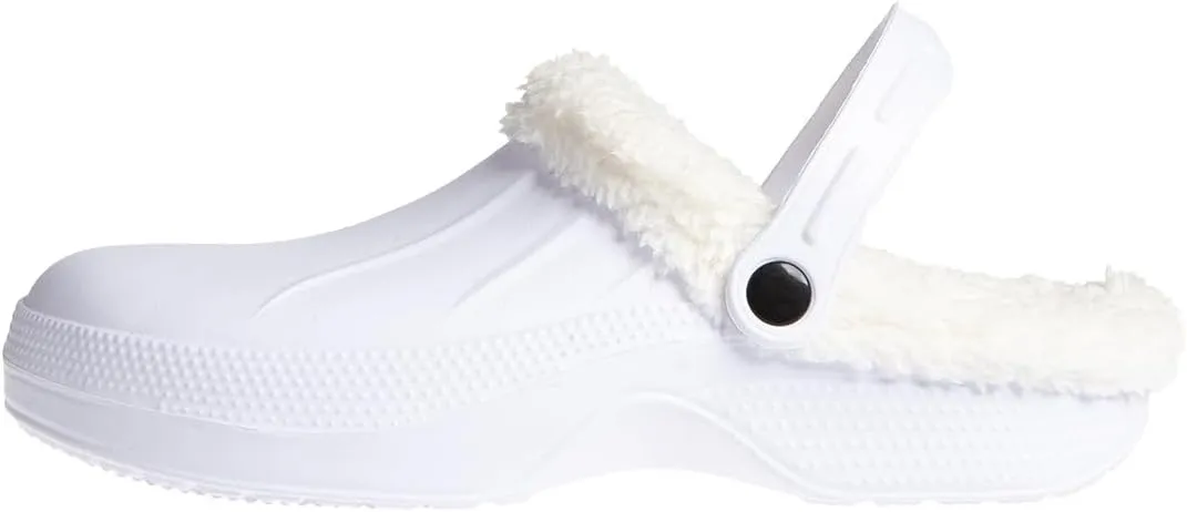 Foamwalk Women's Comfortable Furry Solid and Bubble Heel Platform Clogs with Faux Fur Lining - Fur Lined Clogs for Women