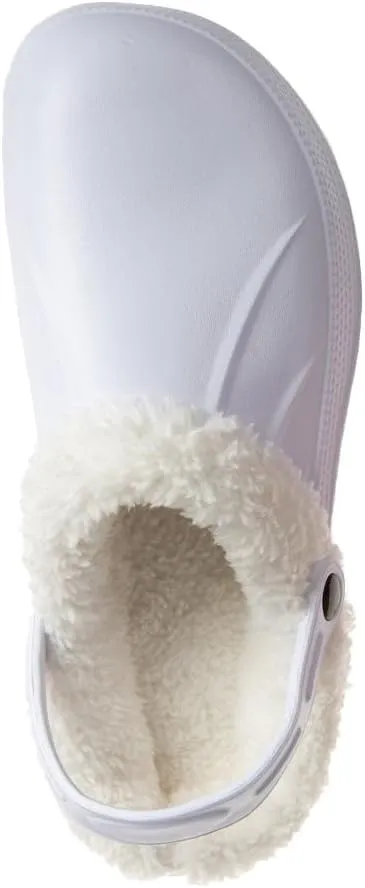 Foamwalk Women's Comfortable Furry Solid and Bubble Heel Platform Clogs with Faux Fur Lining - Fur Lined Clogs for Women