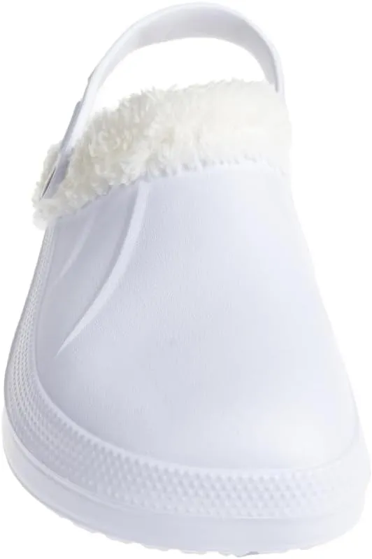 Foamwalk Women's Comfortable Furry Solid and Bubble Heel Platform Clogs with Faux Fur Lining - Fur Lined Clogs for Women