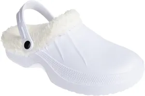 Foamwalk Women's Comfortable Furry Solid and Bubble Heel Platform Clogs with Faux Fur Lining - Fur Lined Clogs for Women