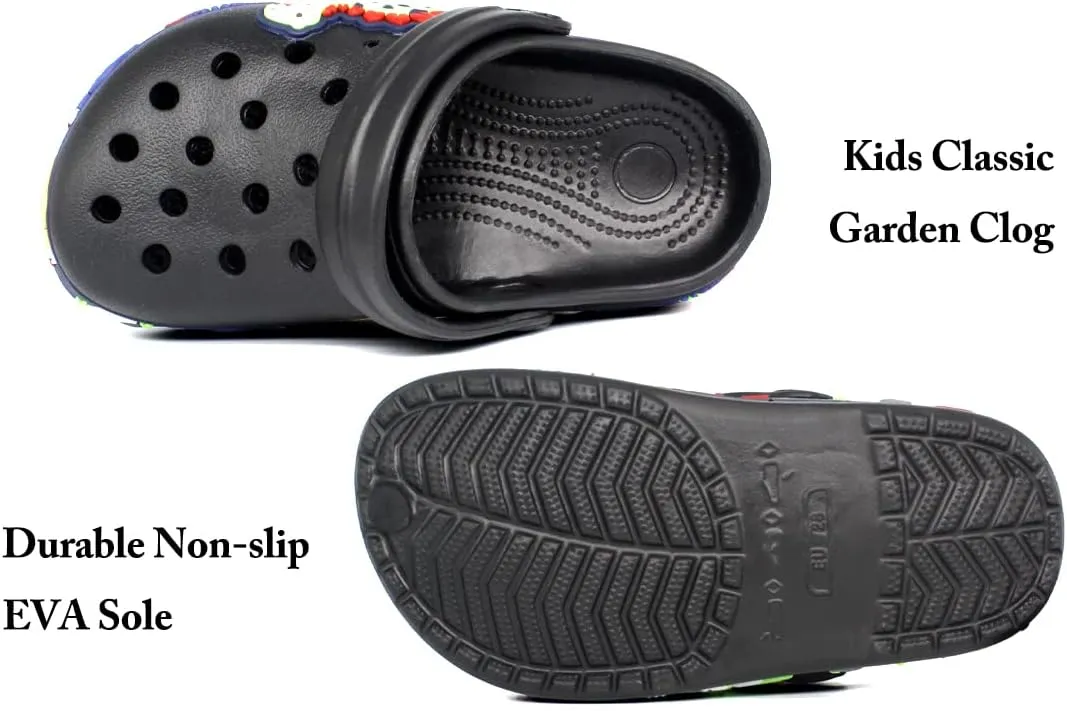 FolHaoth Little Kids Clogs Cute Cartoon Boys Girls Garden Clogs Toddlers Non-Slip Breathable Slides Sandals Children Lightweight Slip-on Beach Pool Shower Slippers