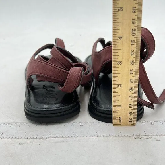 FOWT Brown Women Split Round Toe Sandals Lace up Strappy Comfortable Flats