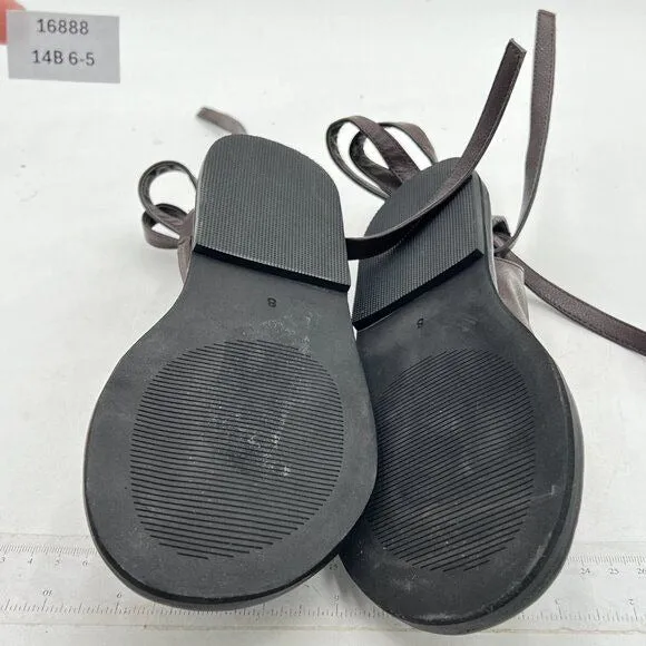 FOWT Dark Brown Split Round Toe Sandals Lace up Strappy Soft Flip Flop Shoes