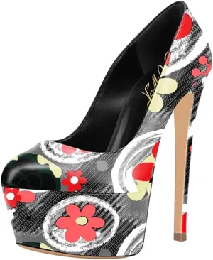 FOWT Women Chic Round Toe Platform Pumps Sexy 6 Inch Stiletto High Heels Dress Prom Wedding Slip On Shoes Size 4-15 US