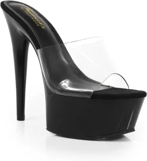FREDERICK'S OF HOLLYWOOD Transparent Upper With High Platform Heel, FOH-CANDY