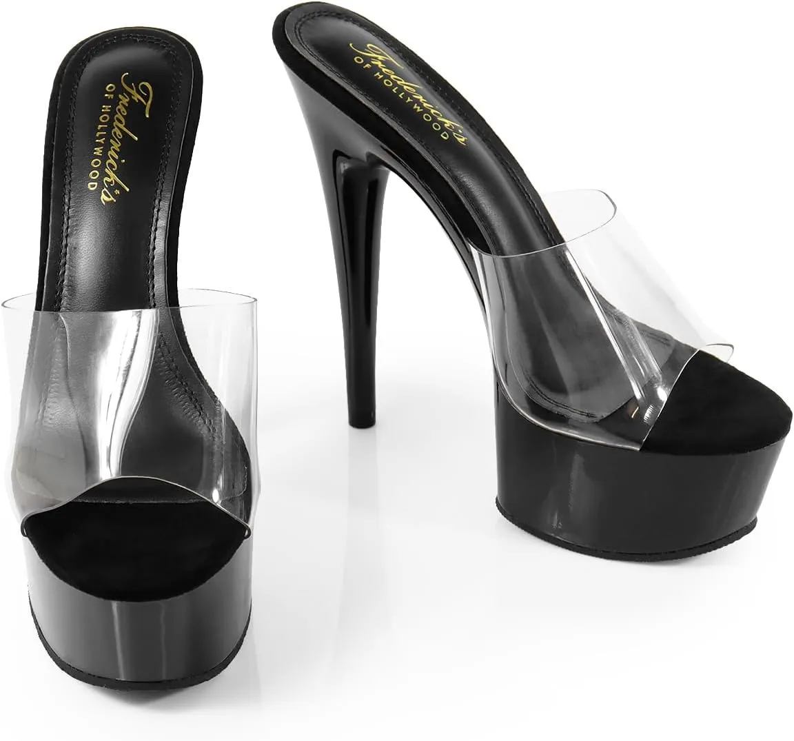 FREDERICK'S OF HOLLYWOOD Transparent Upper With High Platform Heel, FOH-CANDY