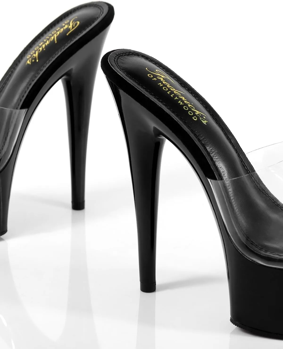 FREDERICK'S OF HOLLYWOOD Transparent Upper With High Platform Heel, FOH-CANDY