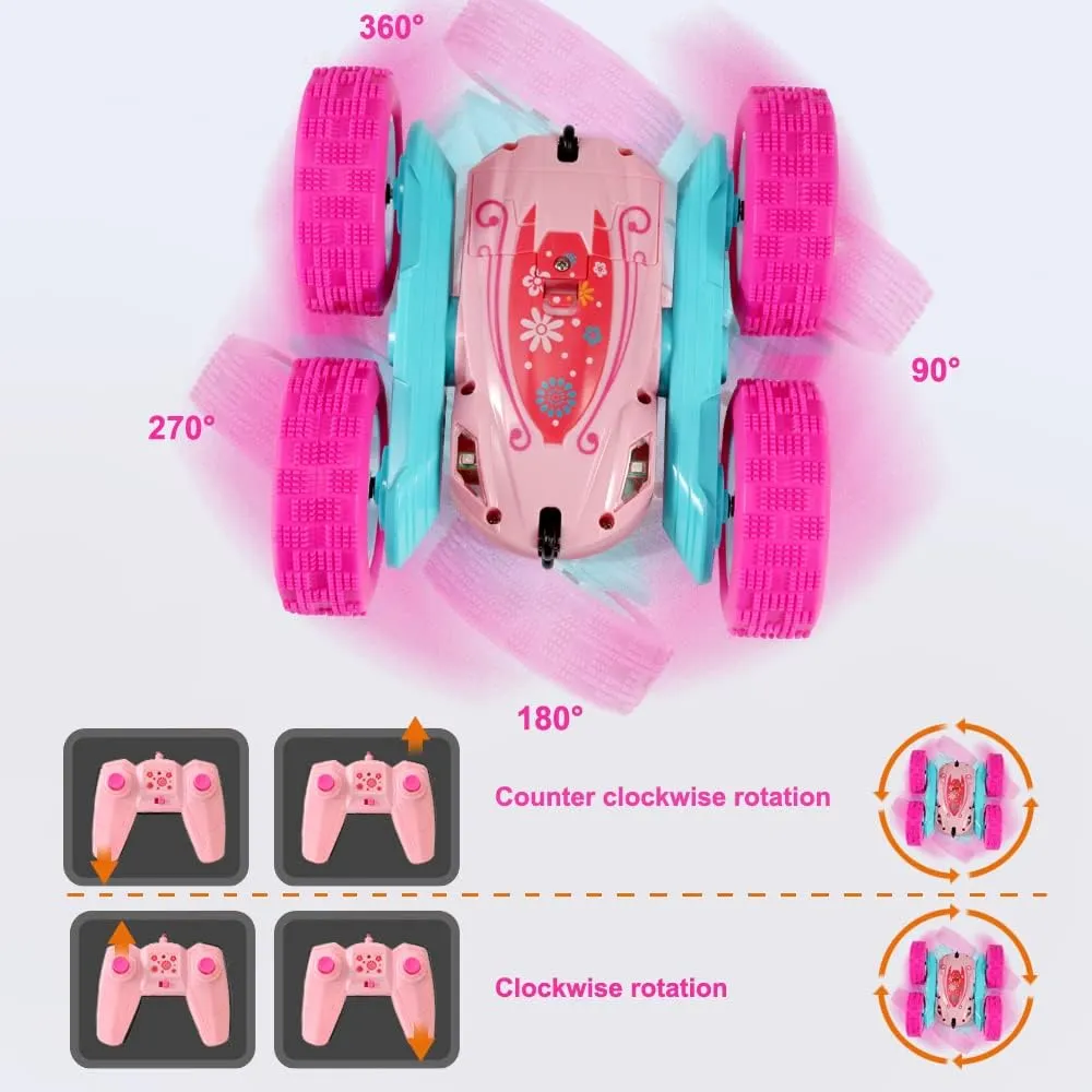 FREE TO FLY Rc Stunt Cars: Double Sided 360°Flip Rotating 4WD Race Car Toy for Outdoor & Indoor for 6 7 8 9 10 11 12 Year Old Girls Boys Birthday Gift for Kids Ages 6 