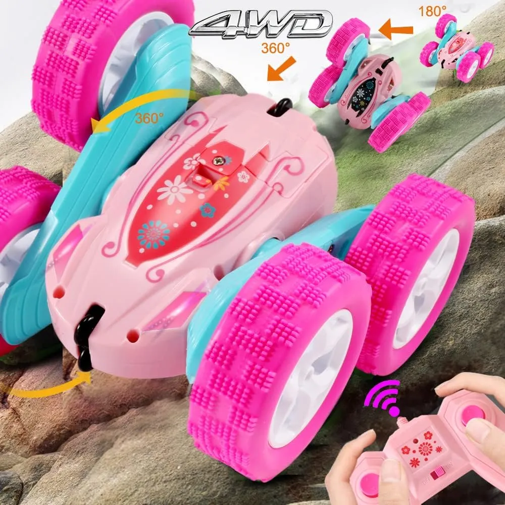 FREE TO FLY Rc Stunt Cars: Double Sided 360°Flip Rotating 4WD Race Car Toy for Outdoor & Indoor for 6 7 8 9 10 11 12 Year Old Girls Boys Birthday Gift for Kids Ages 6 