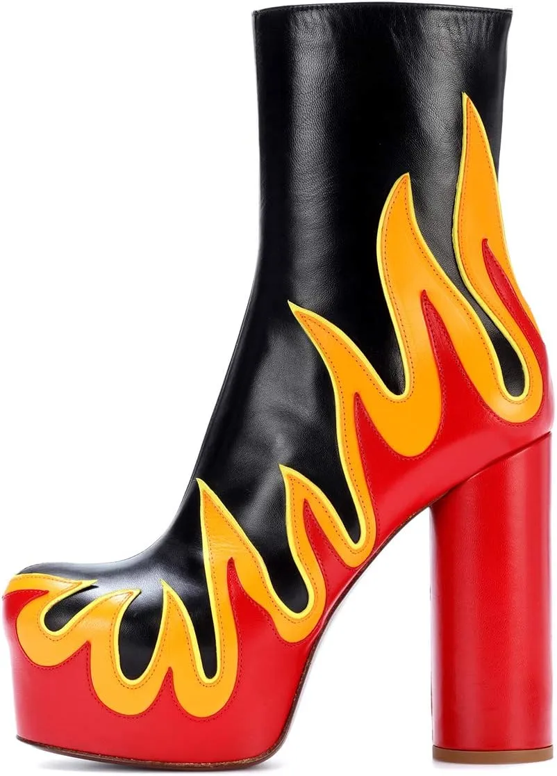 FSJ Women Gorgeous Platform Ankle Boots Closed Round Toe Chunky High Heel Pull On Shoes Size 4-15 US