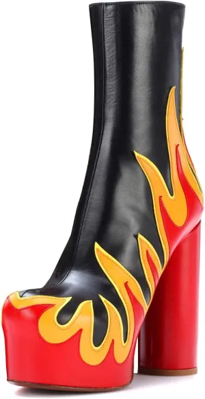 FSJ Women Gorgeous Platform Ankle Boots Closed Round Toe Chunky High Heel Pull On Shoes Size 4-15 US