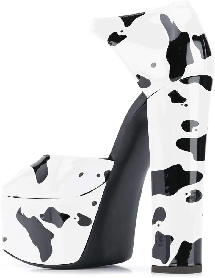 FSJ Women Platform Pumps Block Chunky High Heels D'Orsay Peep Toe Sandals Buckle Ankle Strap Comfort Elegant Bridal Party Shoes Size 4-15 US