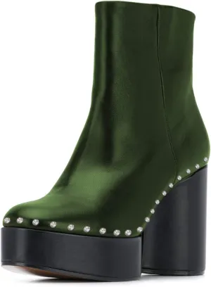 FSJ Women Stylish Studded Rhinestones Ankle Booties Platform Wedge High Heels Closed Toe Short Boots With Side Zipper Ladies Dress Party Shoes Size 4-15 US