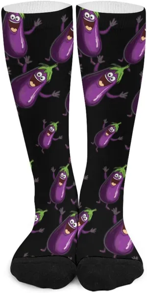 Funny Eggplant Knee High Socks for Women Men Mid Calf Long Boot Socks Stocking Tube Socks
