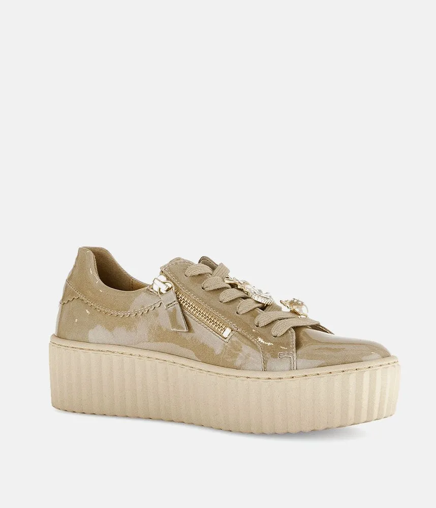 Gabor Sporty Luxe Caramel Patent Sneaker