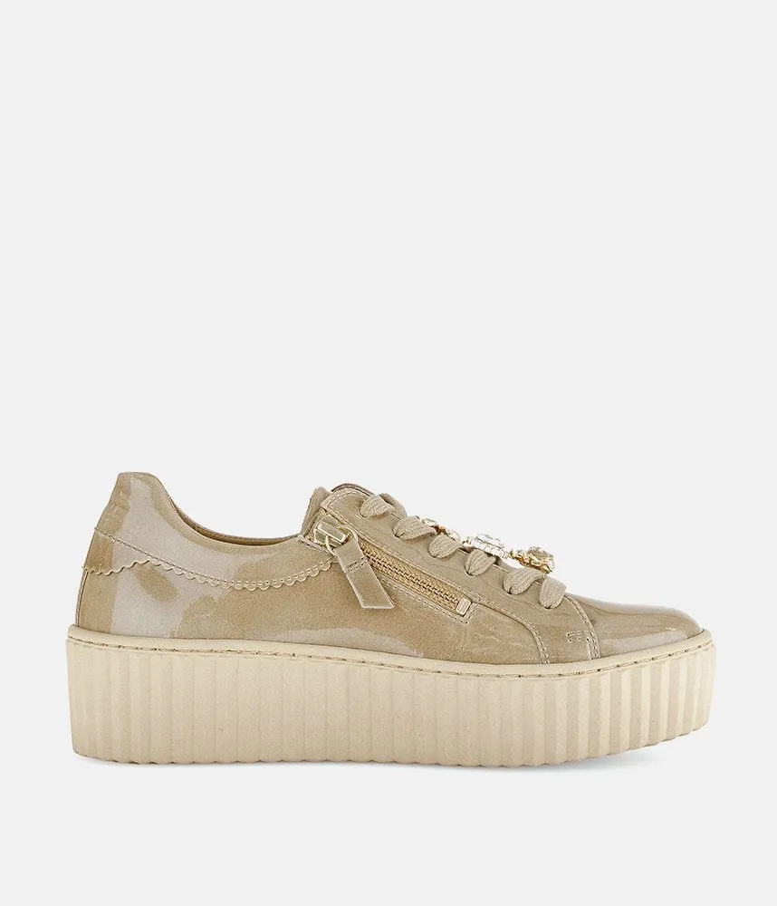 Gabor Sporty Luxe Caramel Patent Sneaker