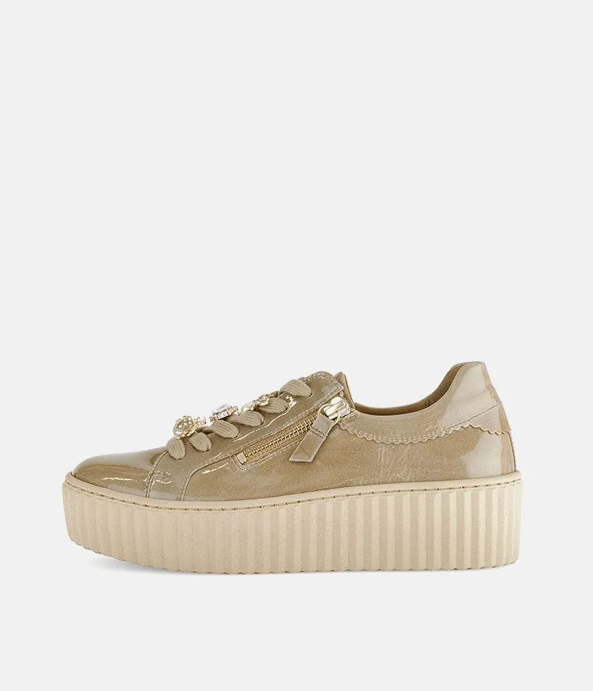 Gabor Sporty Luxe Caramel Patent Sneaker