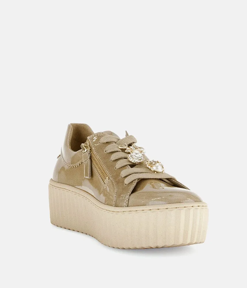 Gabor Sporty Luxe Caramel Patent Sneaker