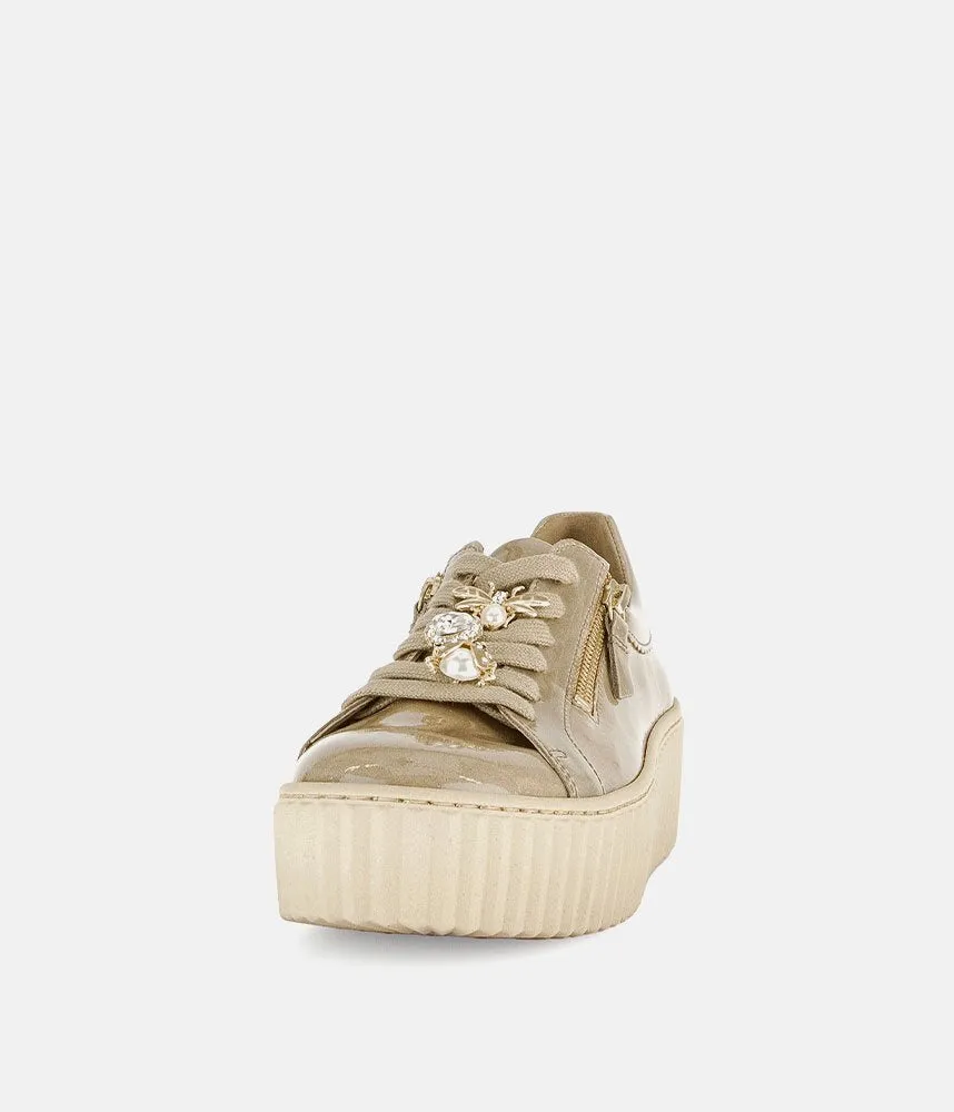 Gabor Sporty Luxe Caramel Patent Sneaker