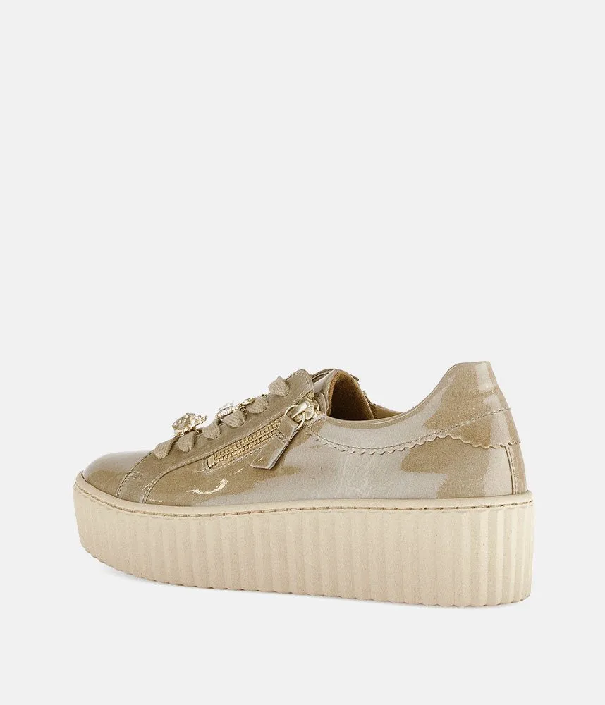 Gabor Sporty Luxe Caramel Patent Sneaker