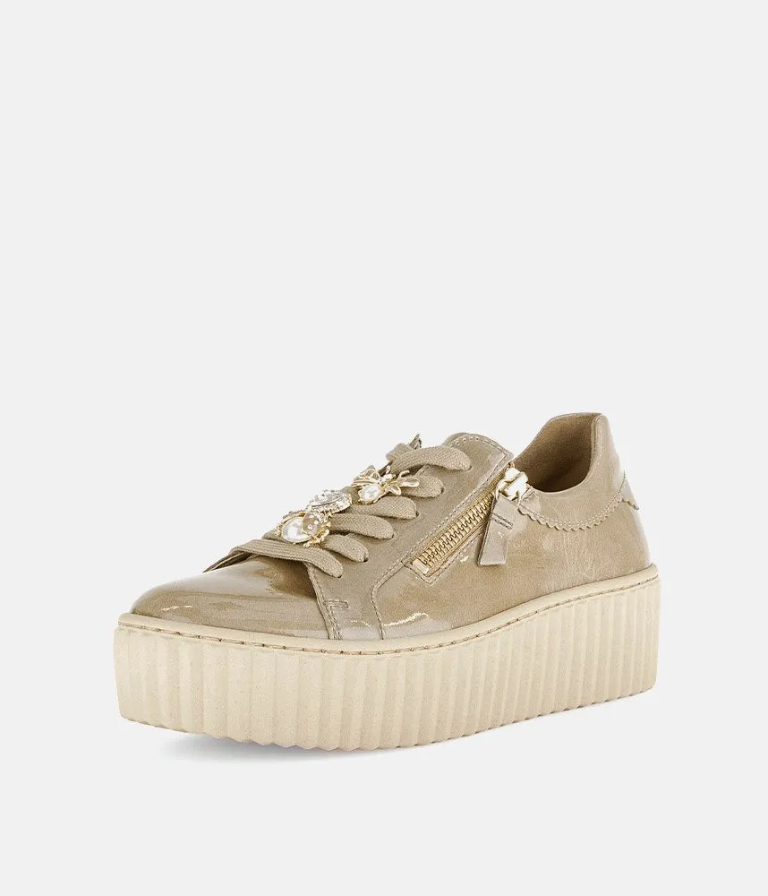 Gabor Sporty Luxe Caramel Patent Sneaker