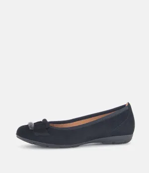 Gabor Stylish Black Suede Buckle Flats