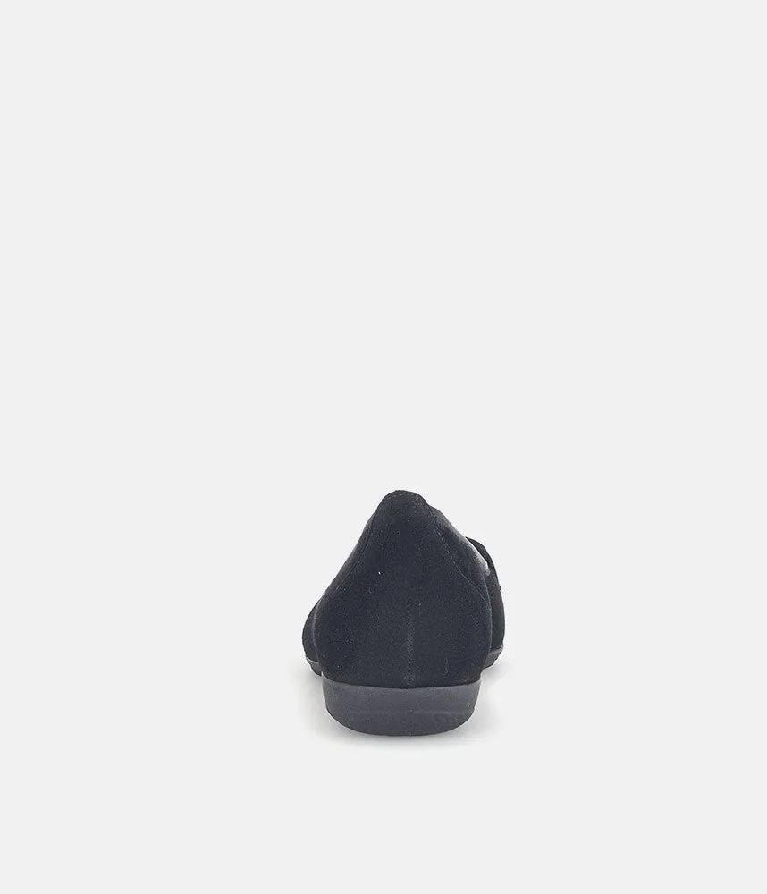 Gabor Stylish Black Suede Buckle Flats