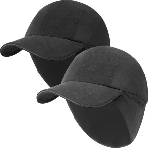 GADIEMKENSD Winter Running Baseball Cap Women Fleece Ponytail Hat with Ear Flaps Reflective Design 1Pack and 2Pack