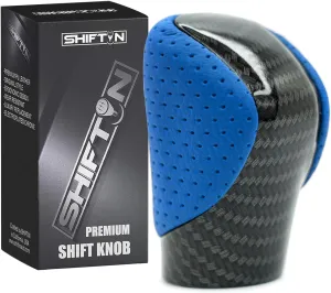 Gear Shift Knob Shifter for Lexus ES GS GX is NX RC RX 200t 300 350 3450h 450hL 350L (Blue Leather/Carbon Fiber Pattern)