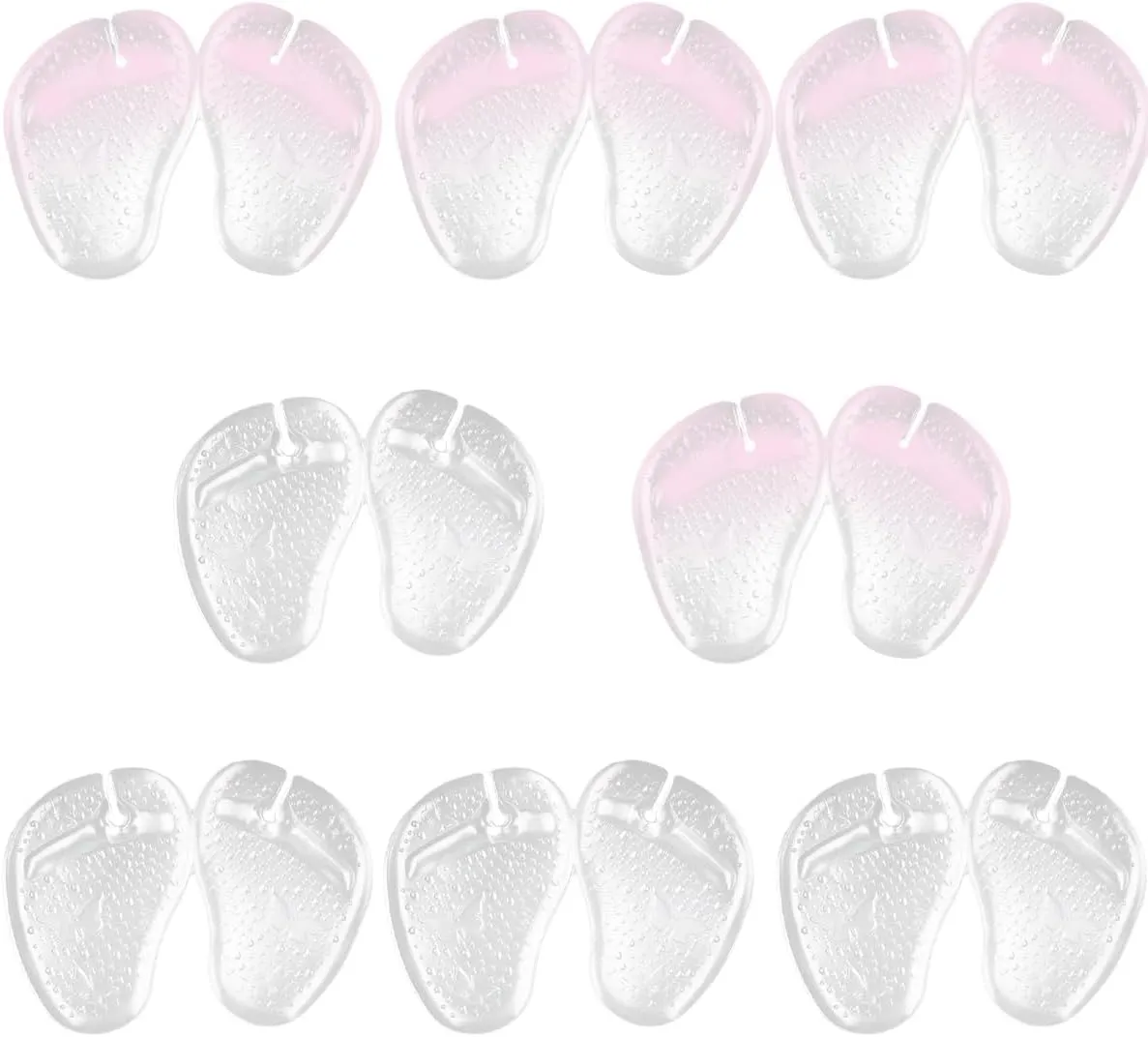 Gel Pads for Thong Sandals Toe Protectors, 8 Pairs Forefoot Cushion Inserts Flip Flop Pads Foot Pads Non Slip Shoe Cushion for Metatarsal Support and Pain Relief (Clear)