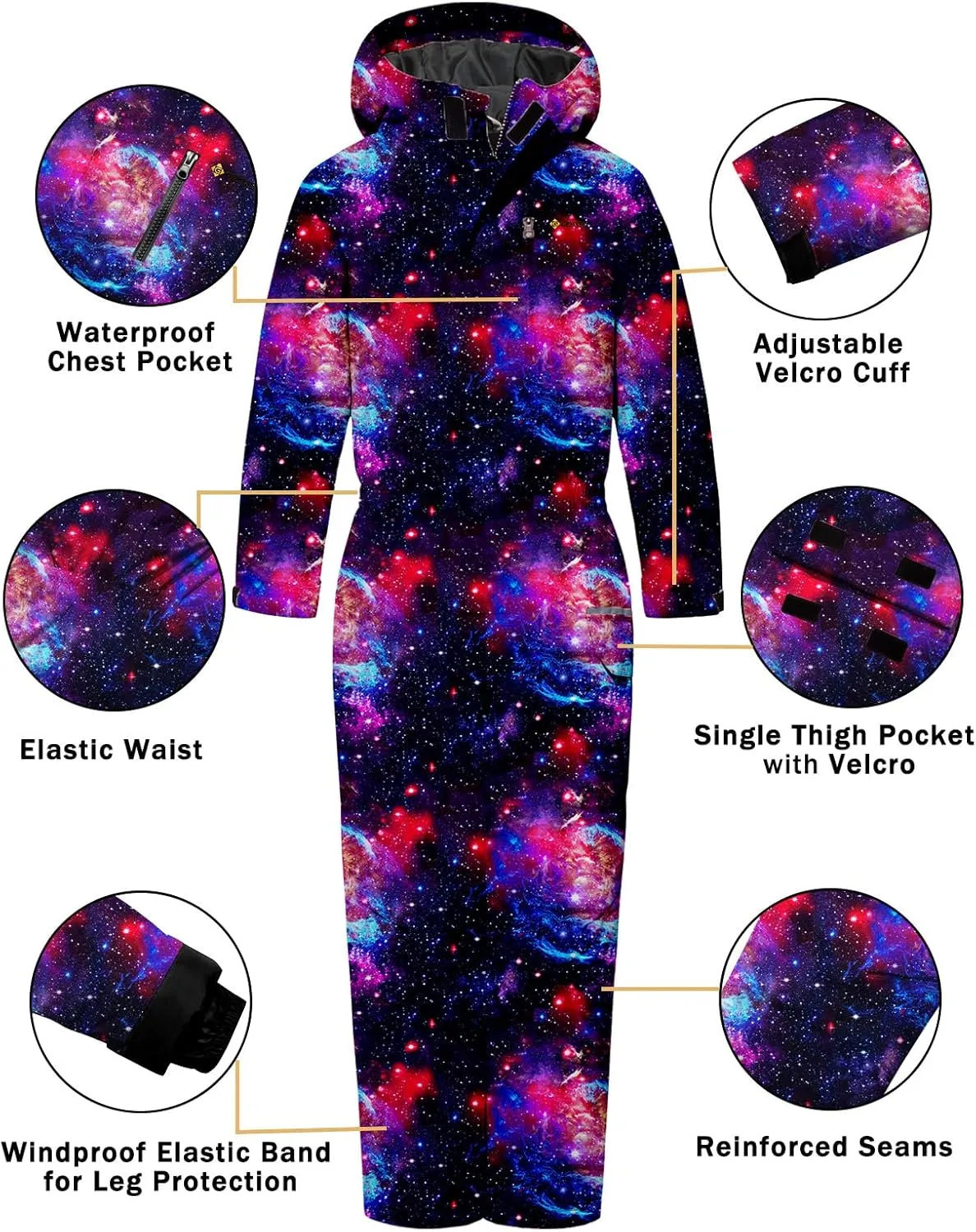 GEMYSE Kids One Pieces Ski Suits Jumpsuits Boys Girls' Winter Outdoor Snowboarding Waterproof Snowsuits